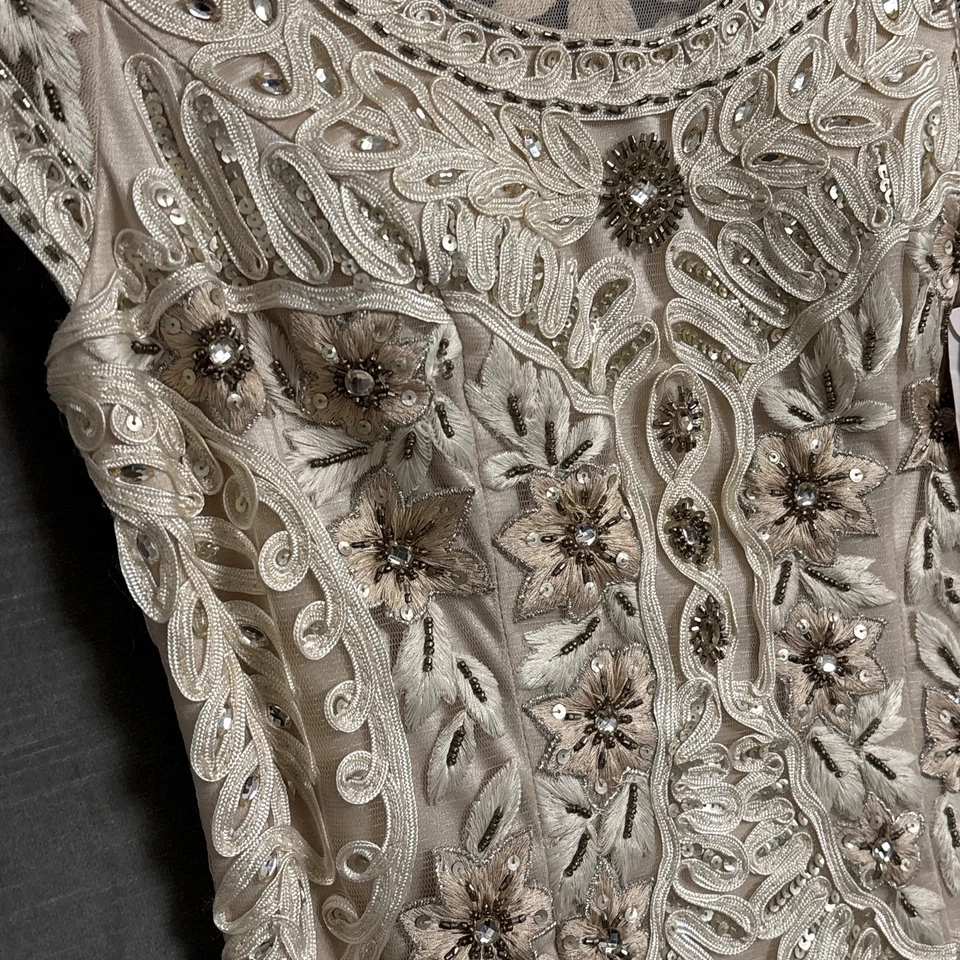 Sue Wong 连衣裙 2 香槟串珠亮片正式鸡尾酒婚礼新娘盖茨比 — 第 3/4 张图片