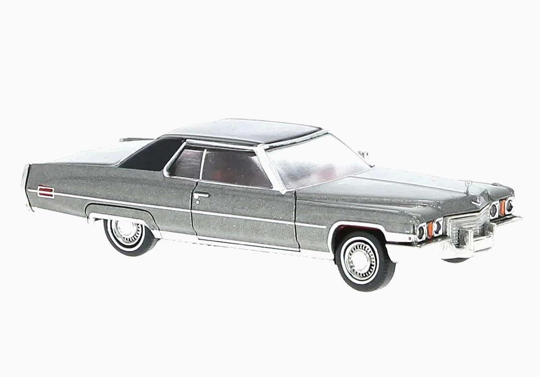 Brekina 1/87 1972 Cadillac Coupe Deville Silver/Black Top HO Scale