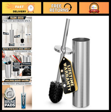 Elegant Stainless Steel Toilet Brush Holder Set - Splash Cover, Sturdy Bristle