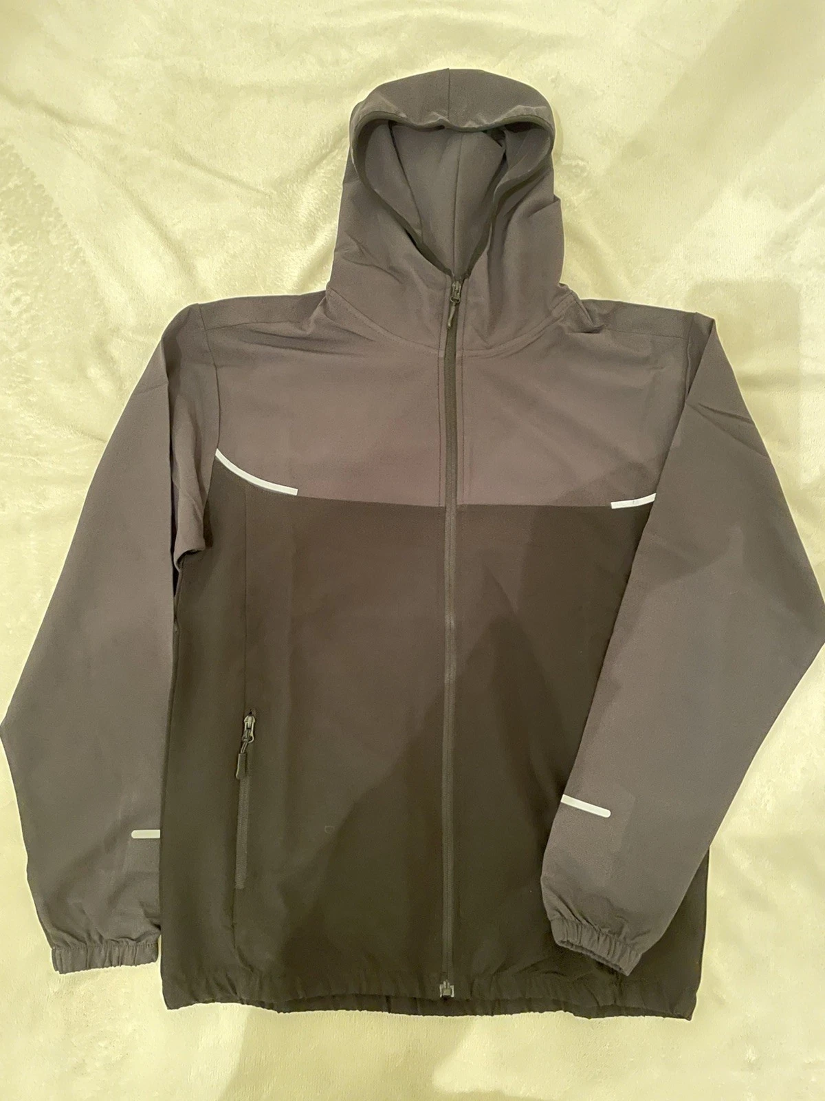 Mens Hooded Tracksuit Sport Stretch Outdoor Polyester Fitness Gym Size 2XL