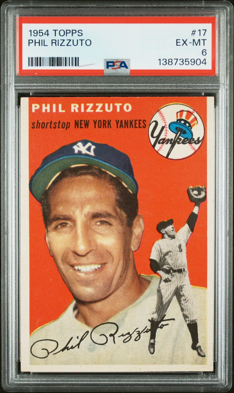 1954 TOPPS #17 PHIL RIZZUTO PSA 6