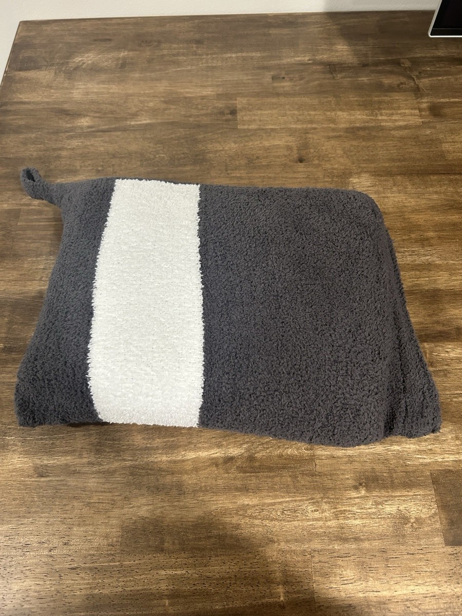 Kashwere Travel Blanket Charcoal Gray Stripe With Carry Bag Soft