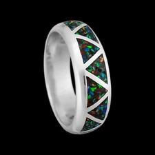 Navajo Wedding Band Ring • Mixed Opal • Native American Handcrafted • 925...