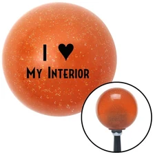 Black I <3 MY INTERIOR Orange Metal Flake Shift Knob w/ M16x1.5 Insert Shifter