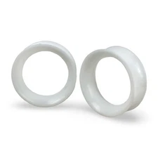Pair of Thin Walled White Silicone Tunnels plugs gauges flexible earskin