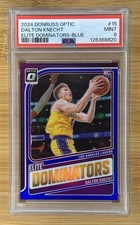 Dalton Knecht RC PSA 9- #/49 2024-25 Panini Donruss Optic Elite Dominators BLUE