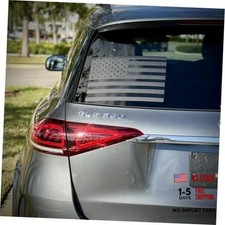American Flag Rear Window Decal Sticker for Car  Truck - 14" x Black, Gray