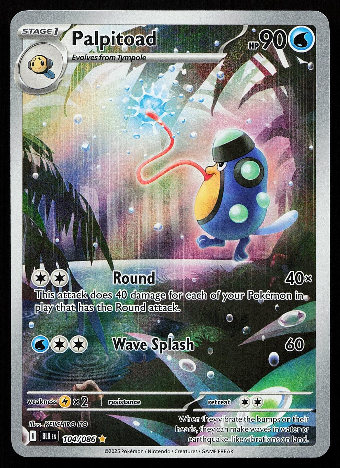 Palpitoad 104/086 Holo Illustration Rare Black Bolt Pokemon Card
