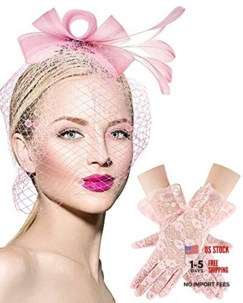 3576 Women\'s Fascinator Hats Tea Party Derby Hat With Veil Ivory Fascinator Women main image 3