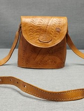 Sergios Collection Leather Crossbody Bag Vintage Hand Tooled Floral Boho Purse