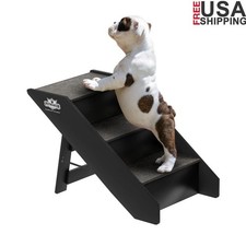 Foldable Lightweight Nonslip Carpeted Pet Stairs 3-Step for Smaller Dogs Cats