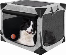 36 Inch Collapsible Crate for Large Dogs, 4-Door Foldable Soft Kennel with Ch...