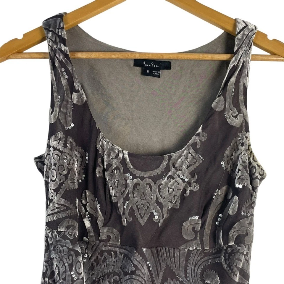 Top Babydoll ECI Y2K Terciopelo BURNOUT Talla 6 Hada Capricho Lentejuelas Mezcla Seda Foto 2 de 4