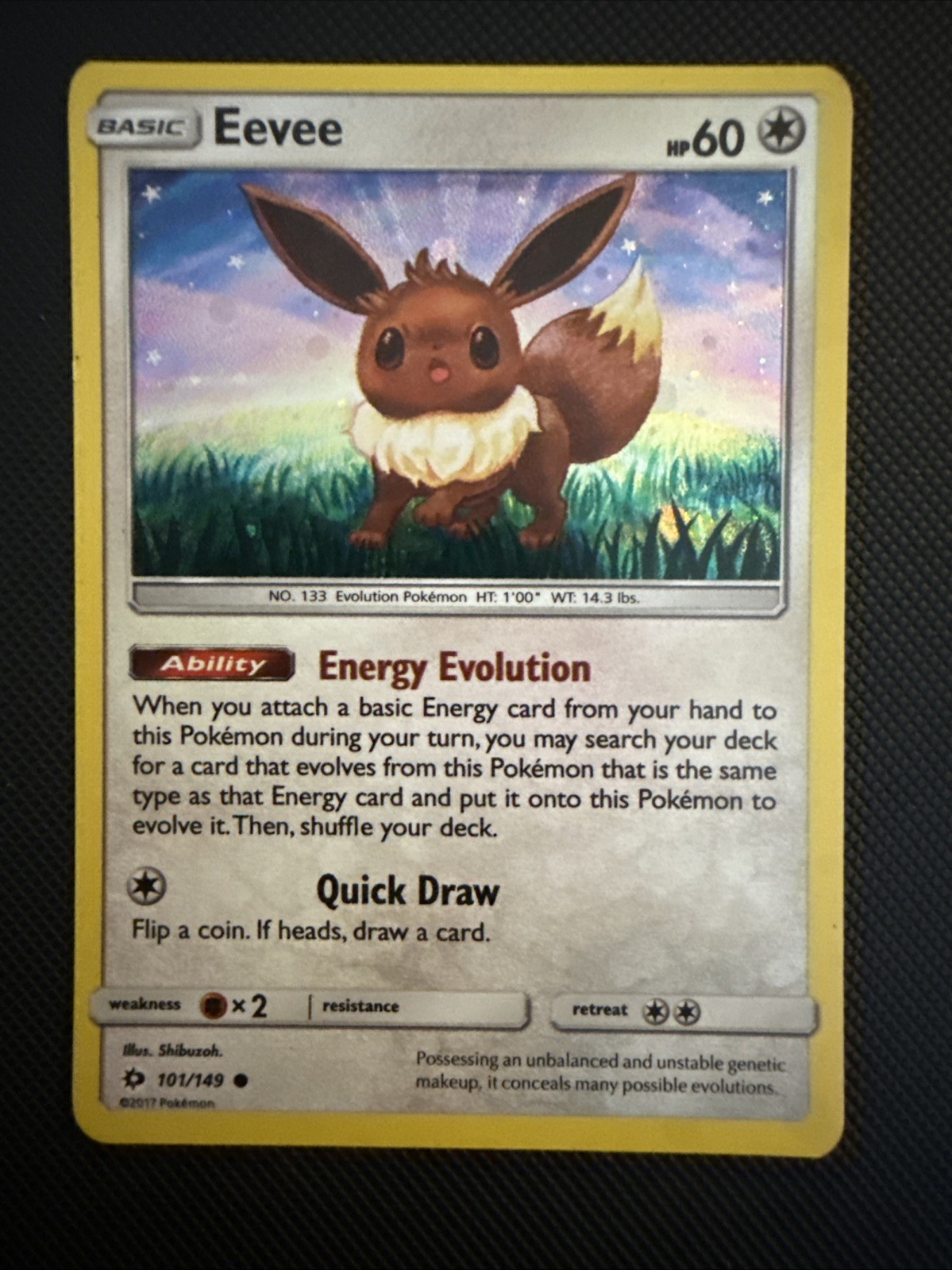 Eevee 101/149 SM Base Set Cosmo Holo LP 2017 Pokémon TCG