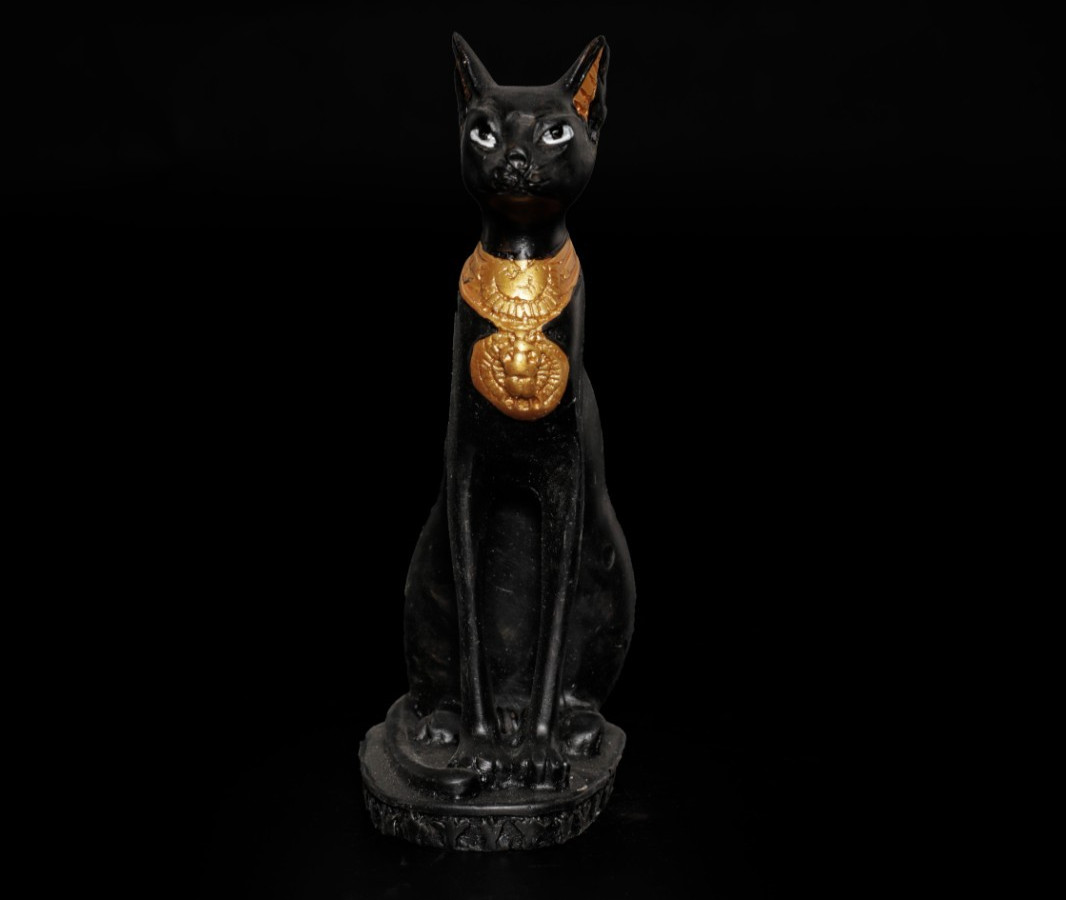 Ancient Egyptian Antiques Bastet Cat Statue Black Stone Goddess Artifact Figure