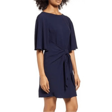 Vince Camuto Navy Washer Tie Waist crepe Mini Dress NEW | 8
