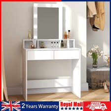 Dressing Table Makeup Vanity Set Desk with 9 Bulbs Mirror 2 Drawer Stool Njgqmga