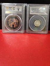 Lot Of 2 PCGS Graded Slabs, 1 Copper Round, 1 Silver Dime