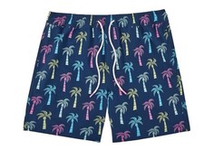 Member's Mark Men's Resort Swim Trunk Navy Palm Trees Size XL