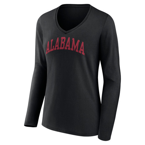 Women's Black Alabama Crimson Tide Basic Arch Long Sleeve V-Neck T-Shirt - Bild 2 von 3