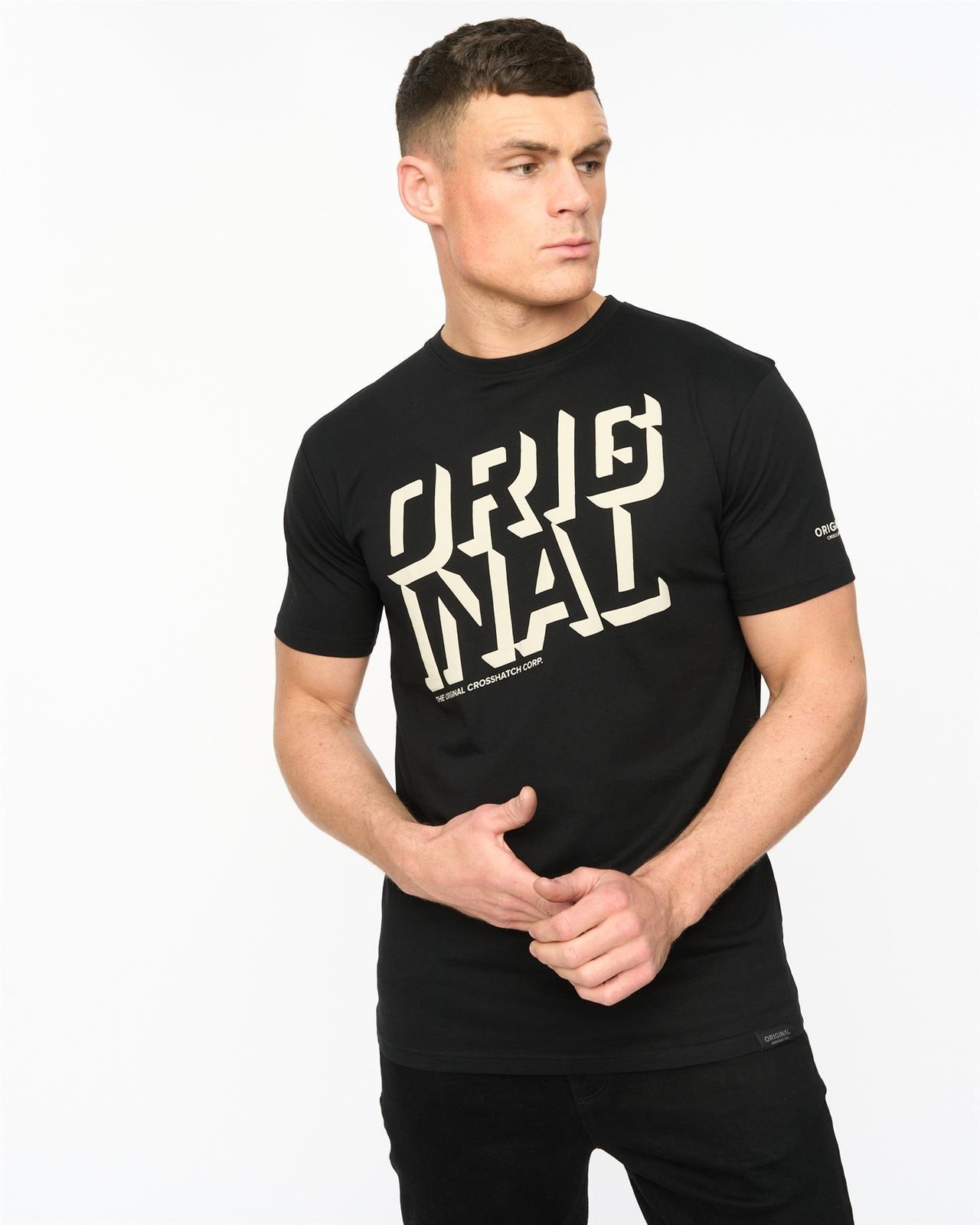Crosshatch Protrax Mens T-Shirt Casual Comfort Urban Style Tee Black