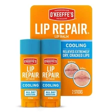 O'Keeffe's Lip Repair Balm With Cooling Relief for Dry, Twin Pack, Clear 