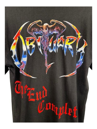 Vintage 90s Obituary The End Complete Heavy Metal Rock Band Tee Shirt Sz L RARE - Picture 3 of 7