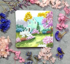 Kleines Haus Natur Gemälde in Aquarell, echtes Kunstwerk, Landschaft, Malerei