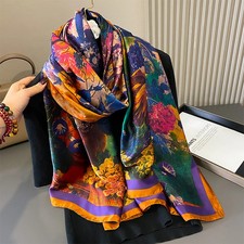 Design Satin Silk Shawl Hijab Scarf Women Fashion Summer Sunscreen Beach Stole W