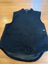 Lee Vest Men's XL Black Workwear Full Zip Canvas Sherpa Lined Outdoor Pockets