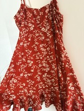 Women's Floral Dress Sz M Flared Wrap Side Tie/Knee Length/ Zip Back/By Poly