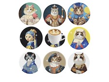8 pc Diamond Art Coasters Kits Cat Diamond Painting Coasters Kits with Holder..