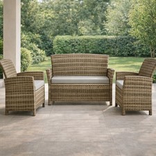 VivaGarden Salotto da Giardino Divano 2 Posti 2 Poltrone Cappuccino Century