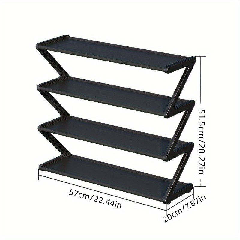 Space Saving Z-Style 4-Tier Shoe Shelf Entryway Shoe Rack Home