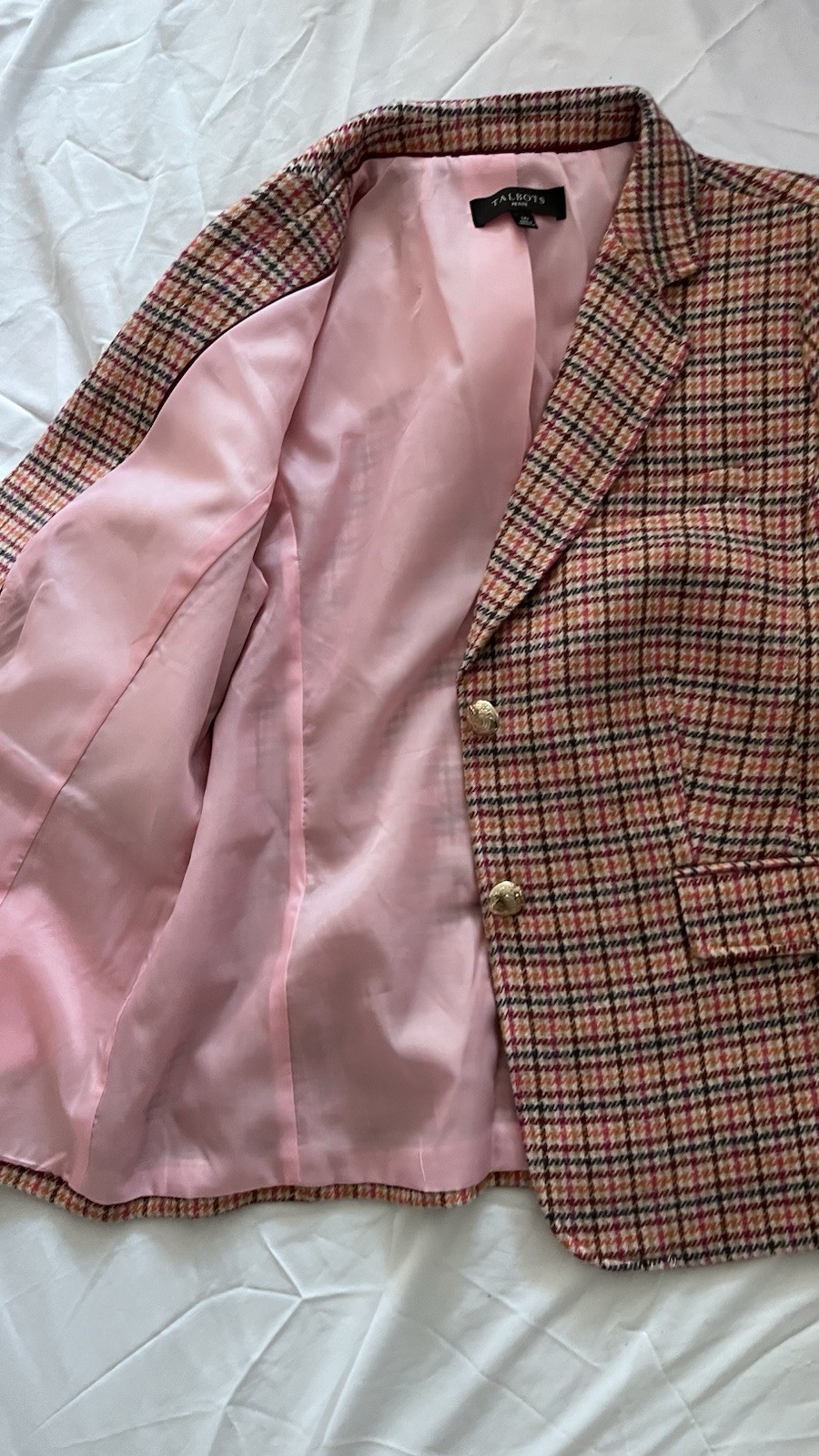 Talbots Pink Plaid Collared Button Lined Pockets … - image 8