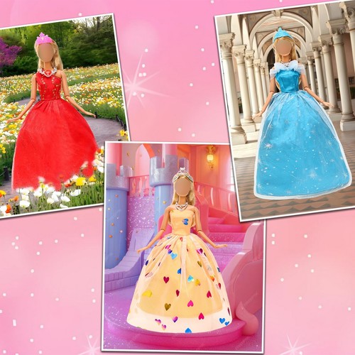 10 Pcs Dresses with 17 Accessories Handmade Doll Clothes and Accessories Wedd... - Picture 6 of 7