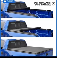 TYGER Soft Roll-up Tonneau Cover for 19-24 Silverado/Sierra 5’ 8” Bed