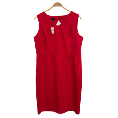 Talbots Dress 16 True Red Stretch Sleeveless Sheath Cocktail Party Classic Midi