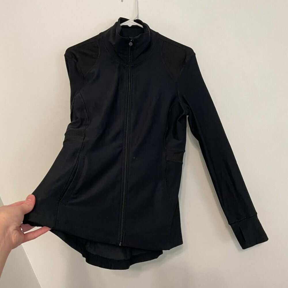 APANA Solid Black Full Zip Collared Thumbholes Ac… - image 9