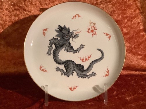 Teller Wandteller Ming Drache Schwarz Meissen Porzellan 1. Wahl