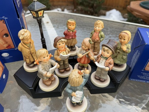 Goebel Hummel Kinder Choir Complete Set of 9 Children 2 Black Bases & Lamp Post - Picture 2 of 5