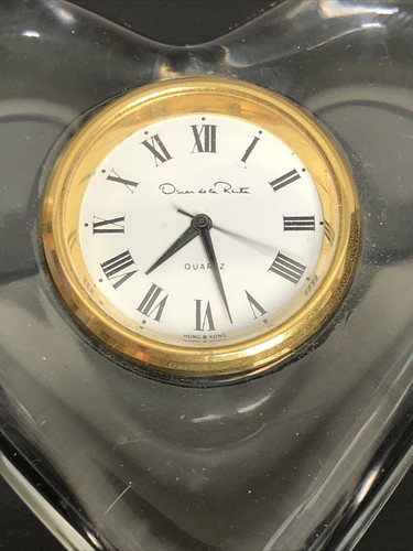 Lot 2 Vintage Clocks, Oscar de la Renta Austria Crystal & Golden Heart Shaped - Picture 3 of 9