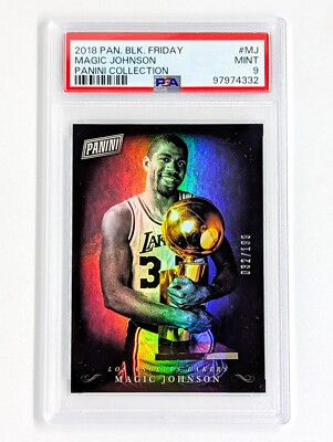 2018 Panini Black Friday Panini Collection #MJ Magic Johnson /199 PSA 9 Jrsy #'d