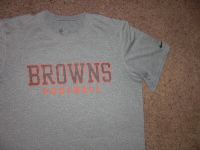 CLEVELAND BROWNS gray athletic Dri Fit Nike short sleeve shirt men's Large