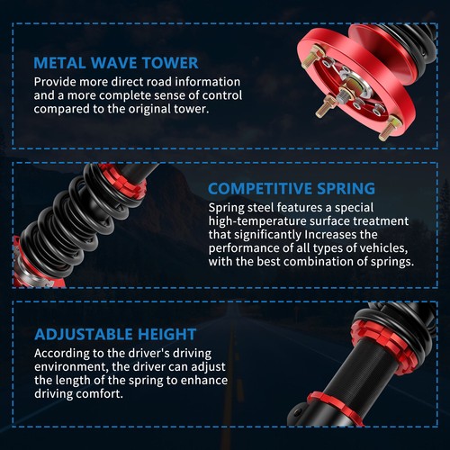 Coilovers Suspension Set Adj Height Shock For 06-13 BMW 3 Series E90/91/92/93 - Picture 3 of 9
