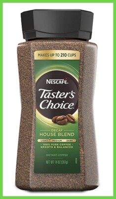 NESCAFE Taster's Choice Instant Coffee, DECAF House Blend 14 oz - FRESH!