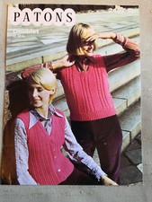 Vintage 1970s knitting pattern, cable waistcoats tanktops Patons 2497
