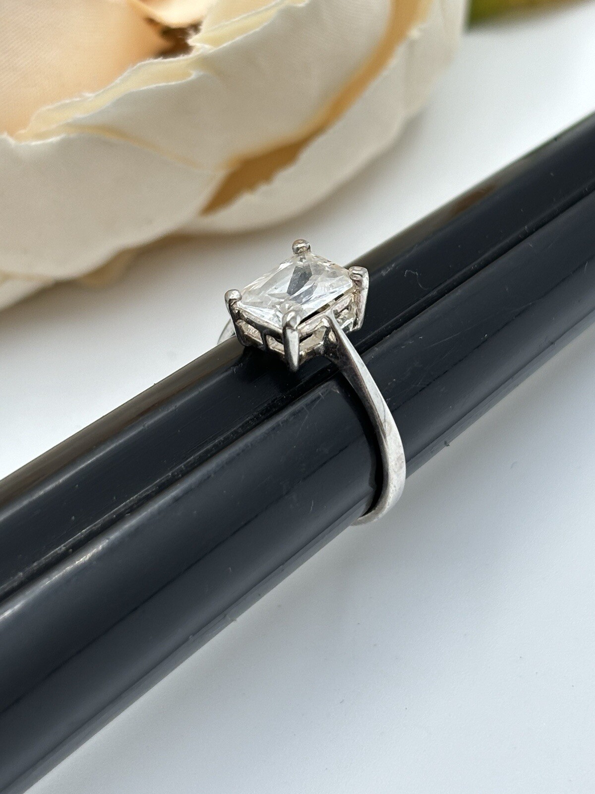 Sterling Silver 925 Emerald Cut Rectangle CZ Soli… - image 12