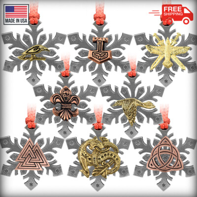 Pewter Viking Ornament Viking Snowflake Christmas Tree Ornament, Made in the USA