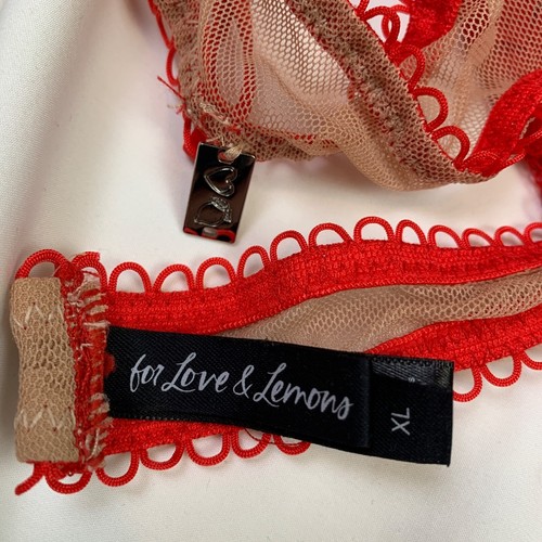 For Love And Lemons VS Faye Spitzen Bügel Long Line Bustier BH Rot XL - Bild 6 von 10